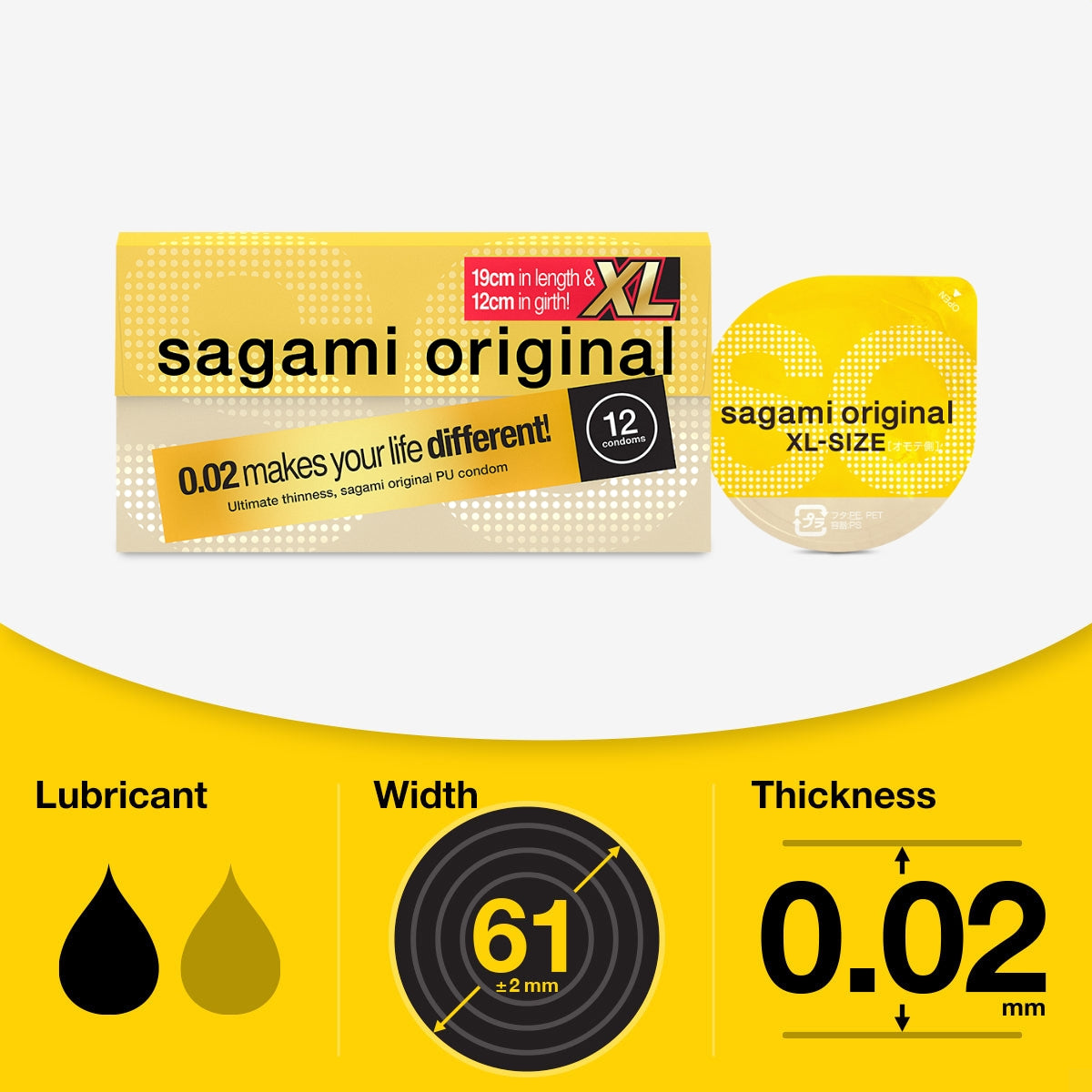 Sagami Original 0.02 | Super Thin | Super Strong |  XL-Size PU Condom