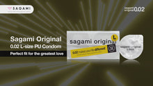 Load and play video in Gallery viewer, Sagami Original 0.02 L-size Super Thin Super Strong Large Condoms
